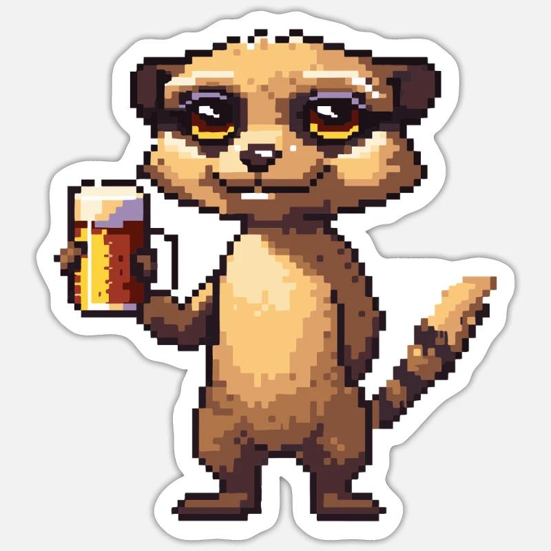 Meerkat Pixel Beer - Sticker size S (10 x 10 cm) - white matte