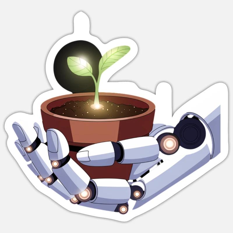 Conception d’usine de prise de main de robot - Sticker taille S (10 x 10 cm) - blanc mat