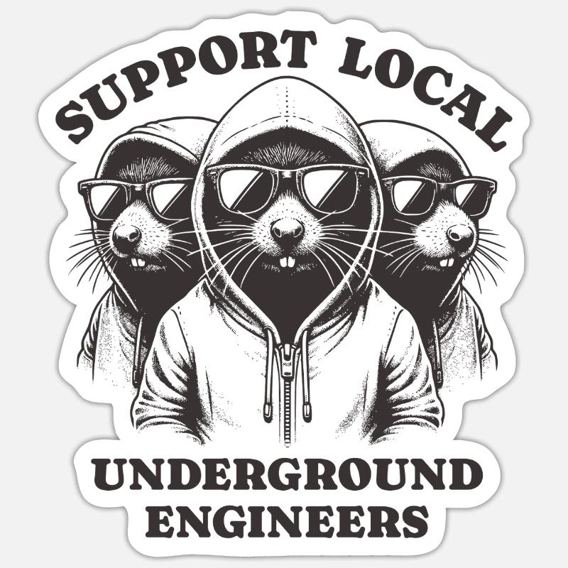 Mole Love Support Local underground engineers Sticker size S (10 x 10 cm)