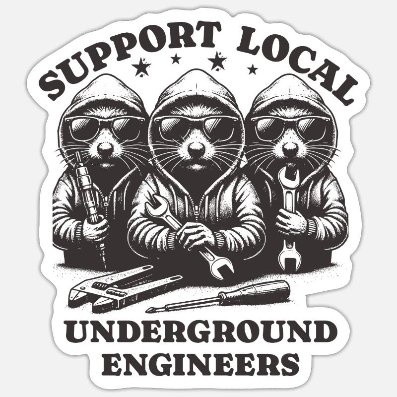 mole Liebe Support Local underground engineers Sticker Größe S (10 x 10 cm)