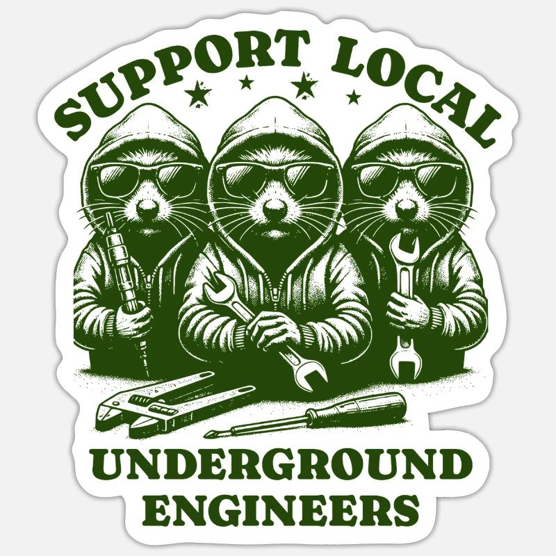 Mole Love Support Local underground engineers Sticker size S (10 x 10 cm)