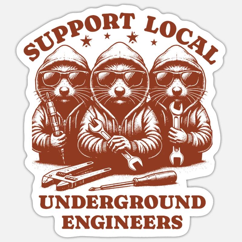 mole Liebe Support Local underground engineers Sticker Größe S (10 x 10 cm)