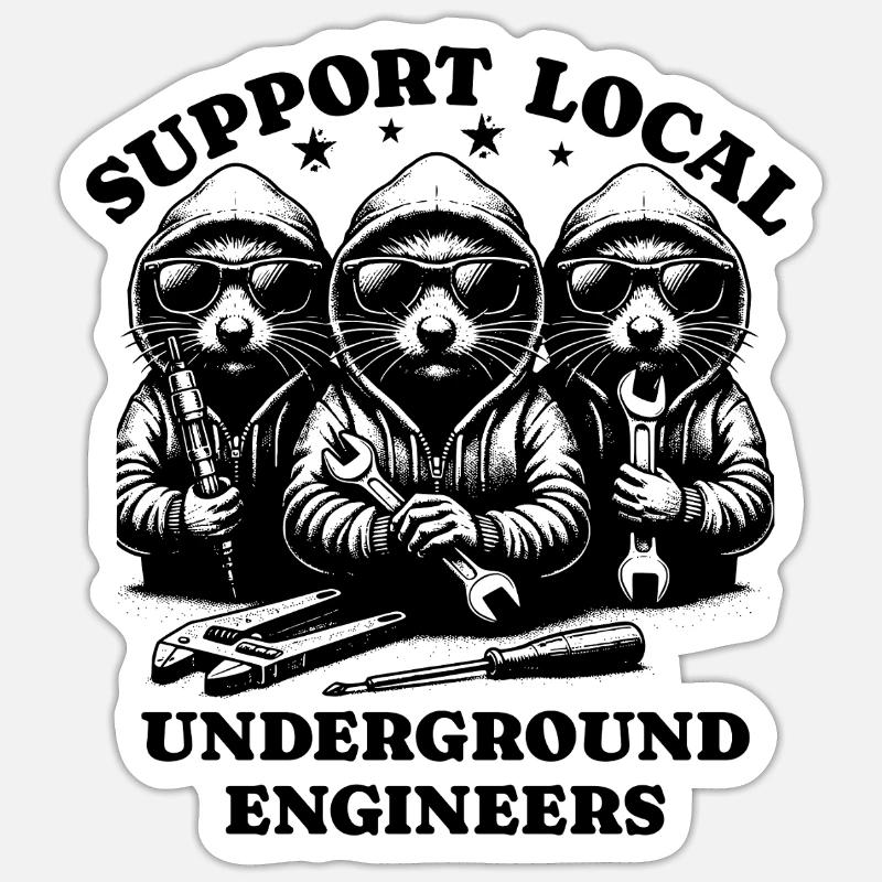 mole Liebe Support Local underground engineers Sticker Größe S (10 x 10 cm)
