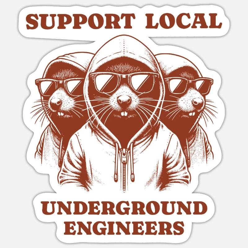Mole Love Support Local underground engineers Sticker size S (10 x 10 cm)