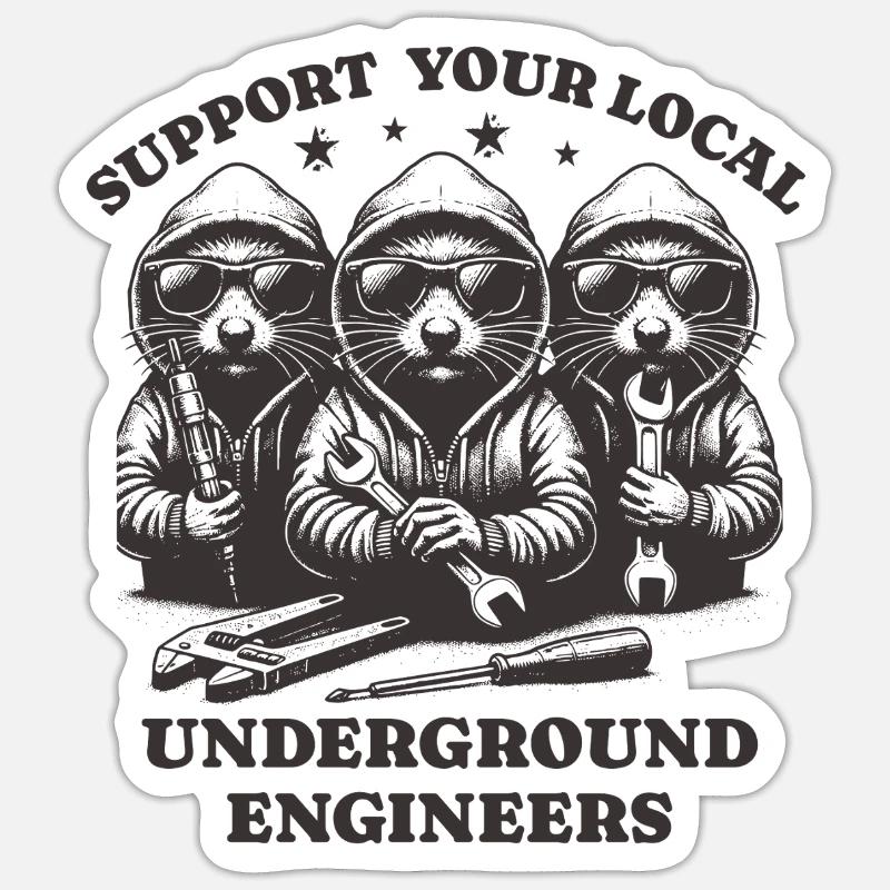 mole Liebe Support Local underground engineers Sticker Größe S (10 x 10 cm)