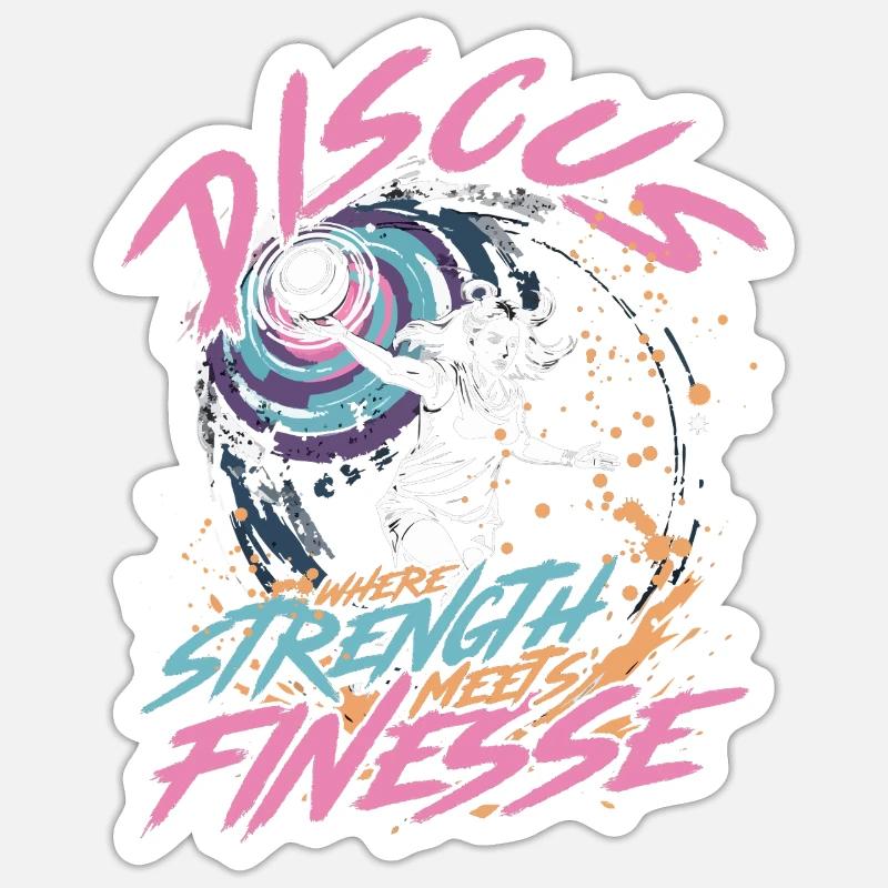 Discus throw - Sticker size S (10 x 10 cm) - white matte