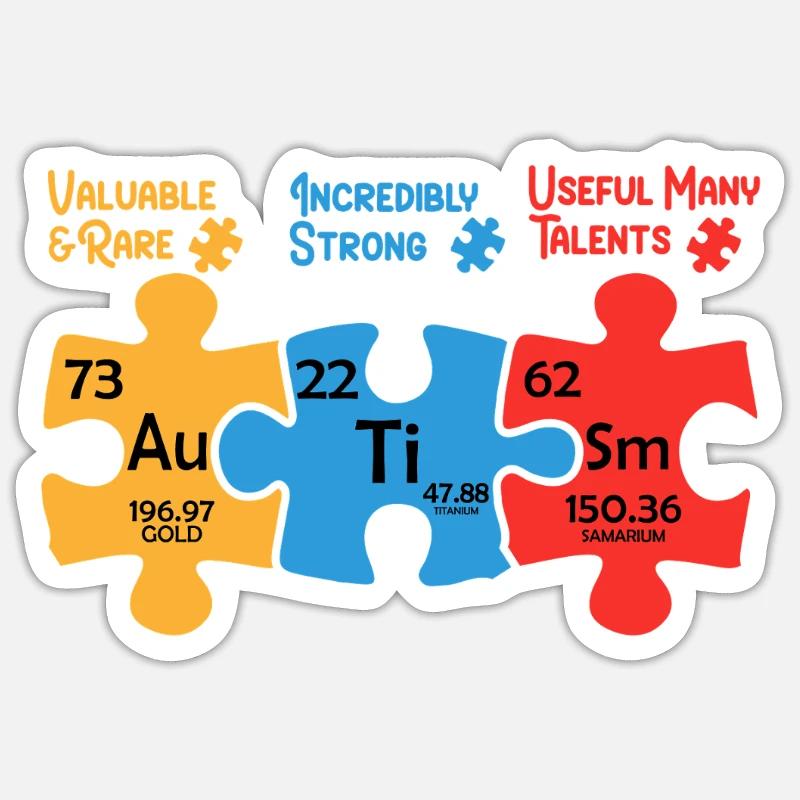 Periode Table Puzzle Autismus Tag Sticker Größe S (10 x 10 cm)