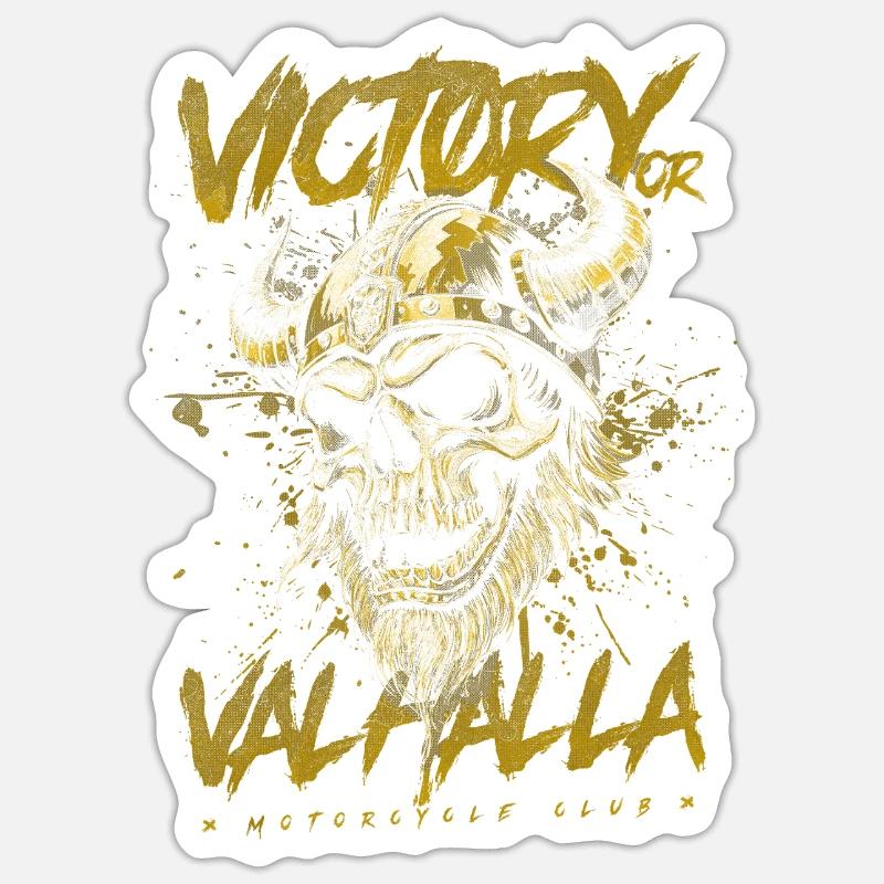 Motorrad Nordische Wikinger Sieg Oder Walhalla Sticker Größe S (10 x 10 cm)