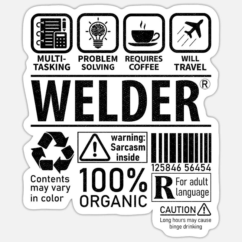 Welder multi tasking problem solving requires - Sticker Größe S (10 x 10 cm) - Mattweiß