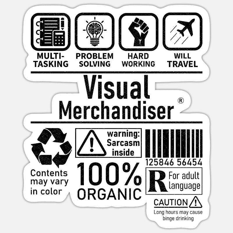 Visual Merchandiser multi tasking problem solving - Sticker size S (10 x 10 cm) - white matte