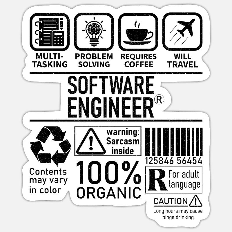Software Engineer multi tasking problem solving - Sticker size S (10 x 10 cm) - white matte