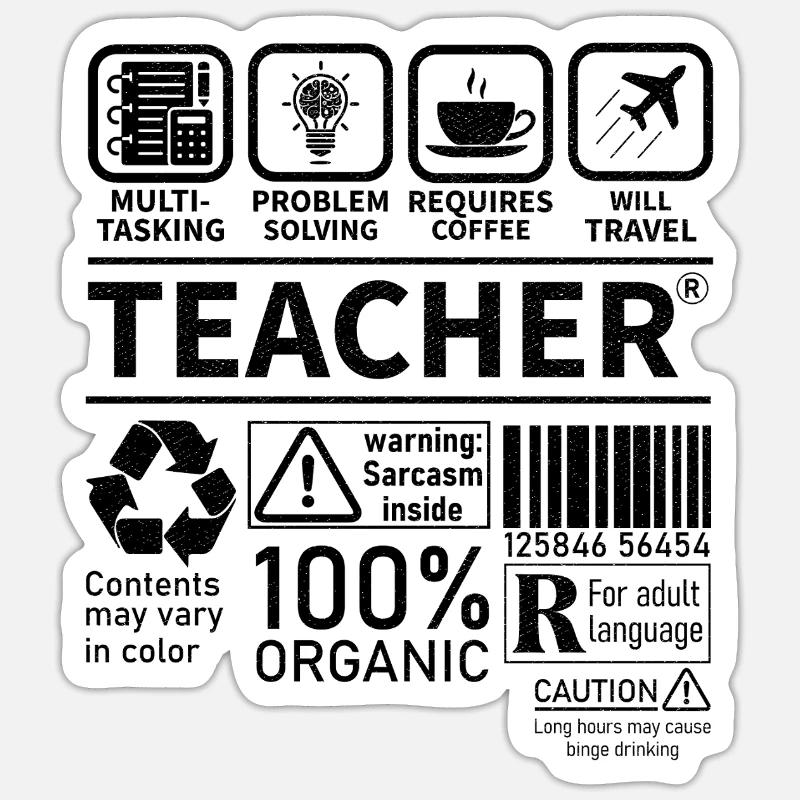Teacher multi tasking problem solving requires - Sticker size S (10 x 10 cm) - white matte