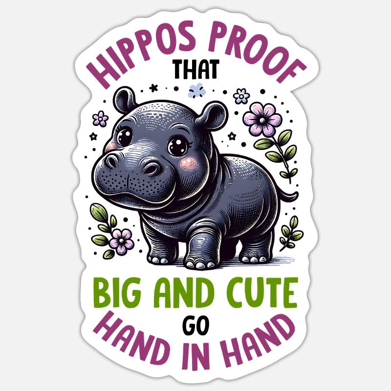 Nilpferd - Sticker Größe S (10 x 10 cm) - Mattweiß