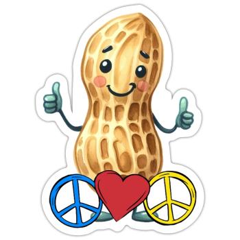 Erdnuss Peace Herz Frieden - Sticker Größe S (10 x 10 cm) - Mattweiß - Vorne