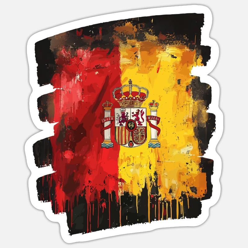 Drapeau espagnol Espagne - Sticker taille S (10 x 10 cm) - blanc mat