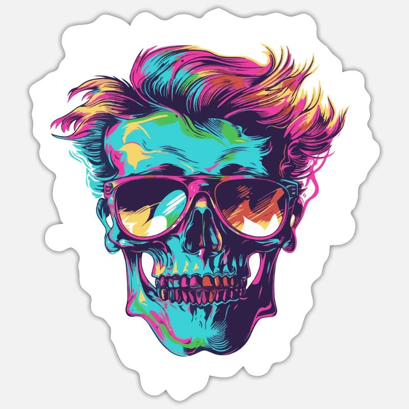 Punk Skeleton Party - Sticker taille S (10 x 10 cm) - blanc mat