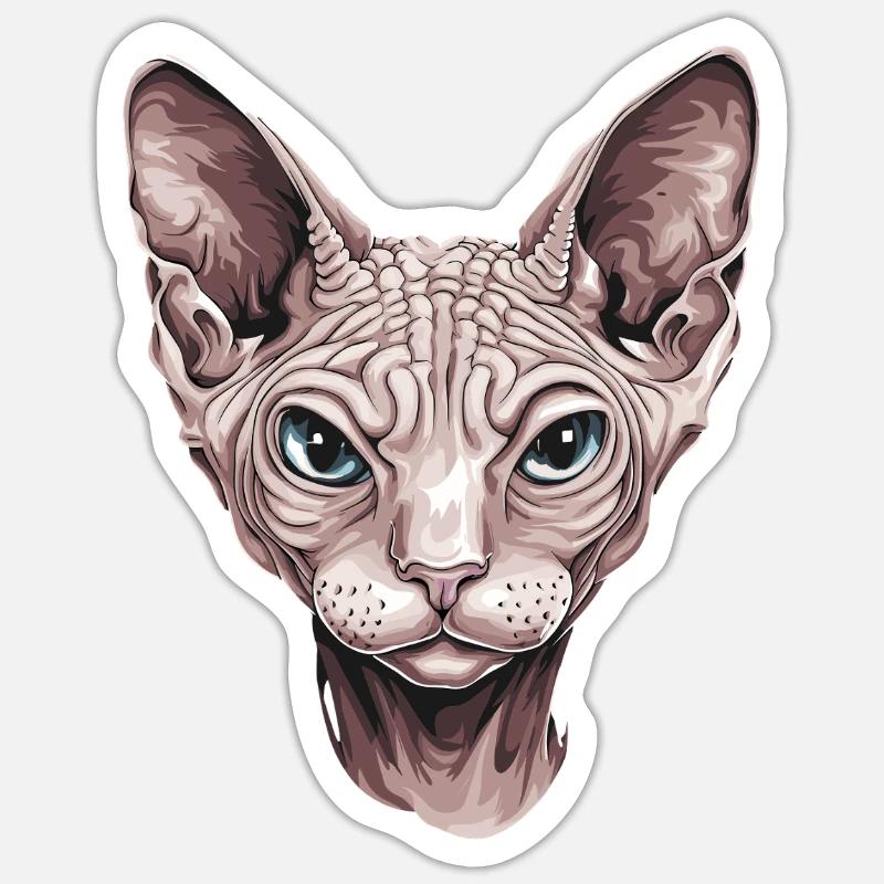 Fascinating Sphinx Cat Portrait Artwork Sticker size S (10 x 10 cm)