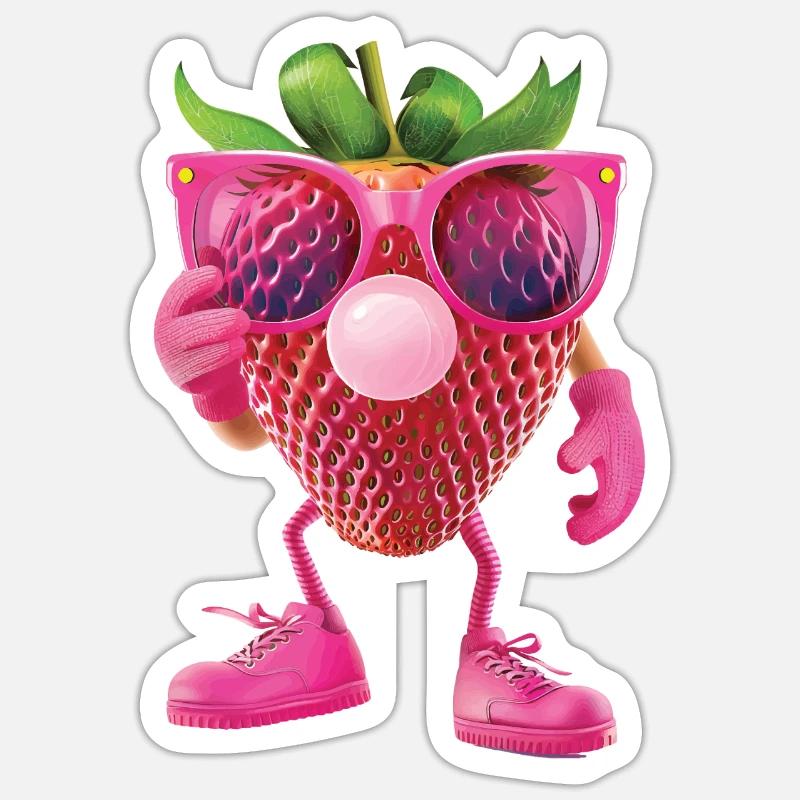 Erdbeere - Sticker Größe S (10 x 10 cm) - Mattweiß