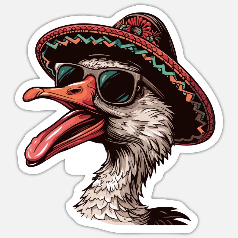 Goose Comic Funny Sombrero - Sticker size S (10 x 10 cm) - white matte