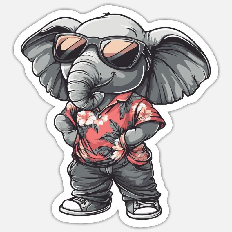 Elephant Comic Funny Summer Sticker size S (10 x 10 cm)