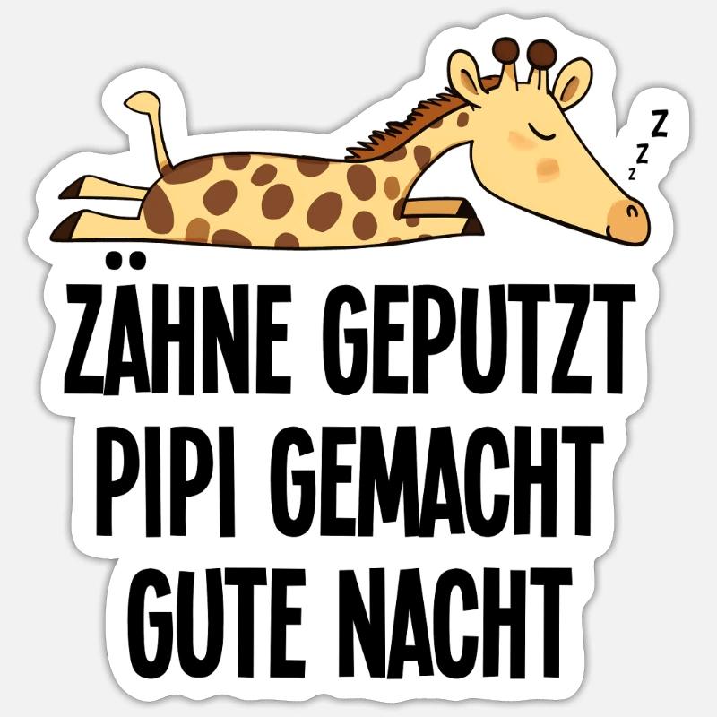 Giraffe Good Night Funny Teeth Brushed Gift Sticker size S (10 x 10 cm)