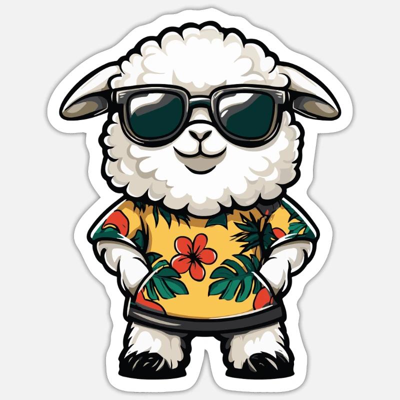 Sheep Comic Funny Summer - Sticker size S (10 x 10 cm) - white matte