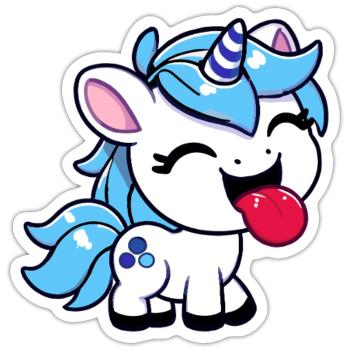 Freches Einhorn - Sticker Größe S (10 x 10 cm) - Mattweiß - Vorne