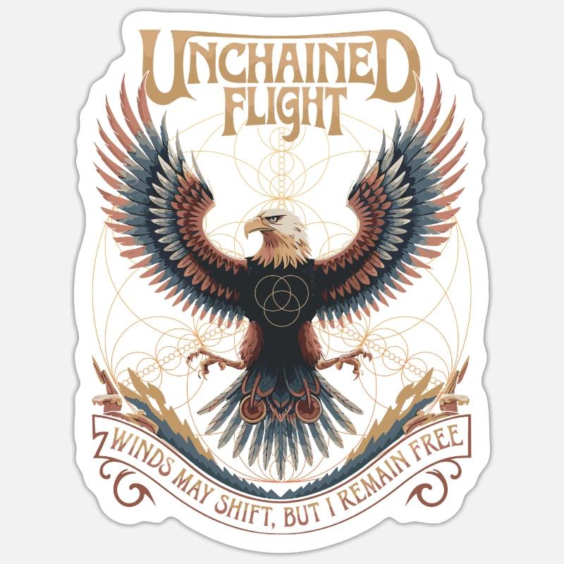 Unchained Flight - Eagle & Sacred Geometry Sticker Größe S (10 x 10 cm)