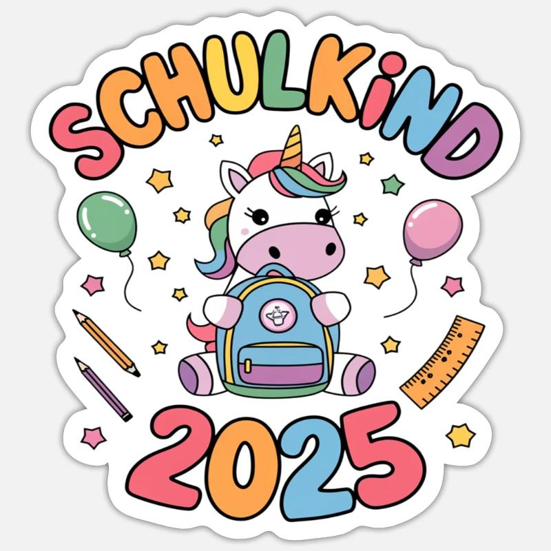 Schulkind 2025 Einschulung Schulanfang - Sticker Größe S (10 x 10 cm) - Mattweiß