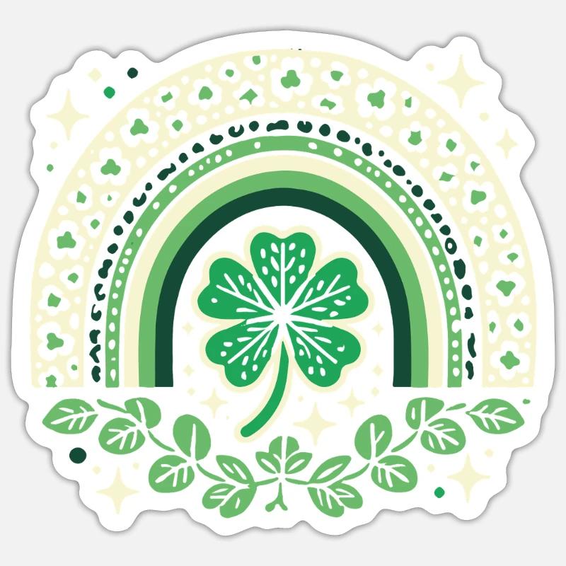 Saint-Patrick trèfle arc-en-ciel design - Sticker taille S (10 x 10 cm) - blanc mat