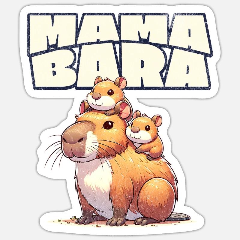 Mamabara Mutter Capybara - Sticker Größe S (10 x 10 cm) - Mattweiß