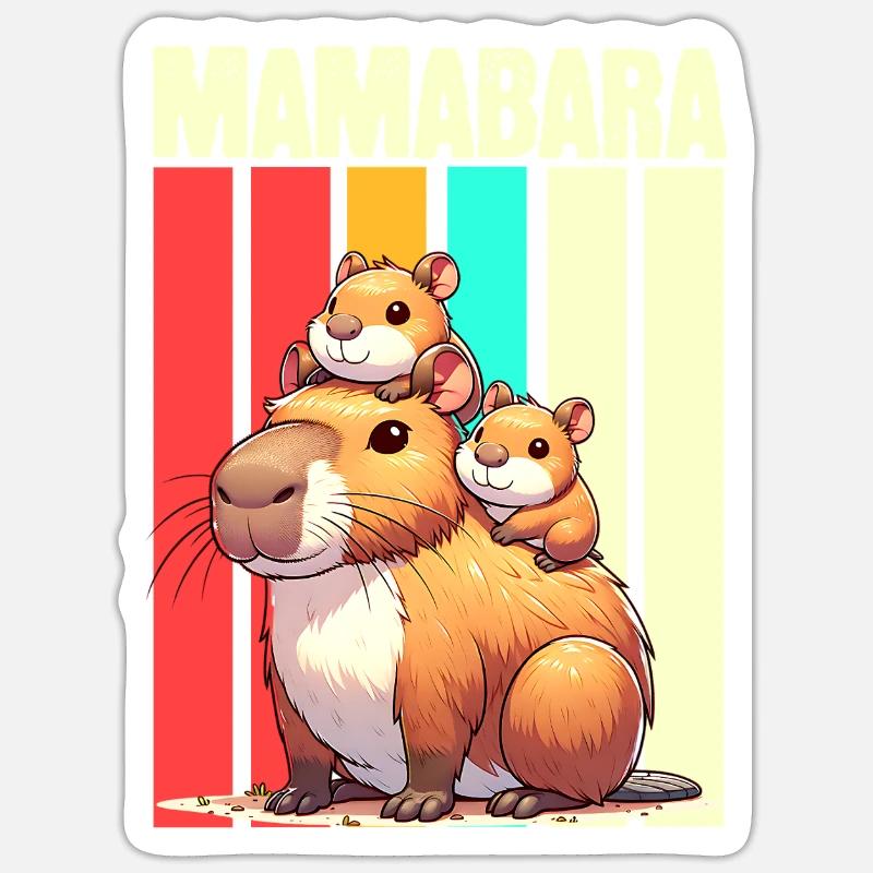 Mamabara Mutter Capybara - Sticker Größe S (10 x 10 cm) - Mattweiß