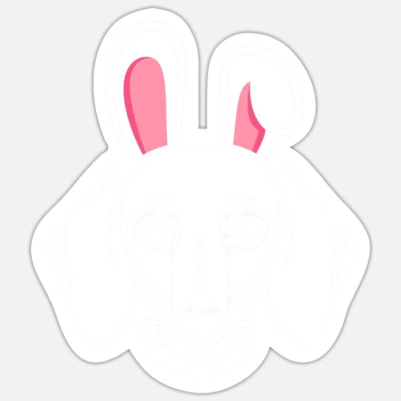 Hase Hund Dackel - Sticker Größe S (10 x 10 cm) - Mattweiß