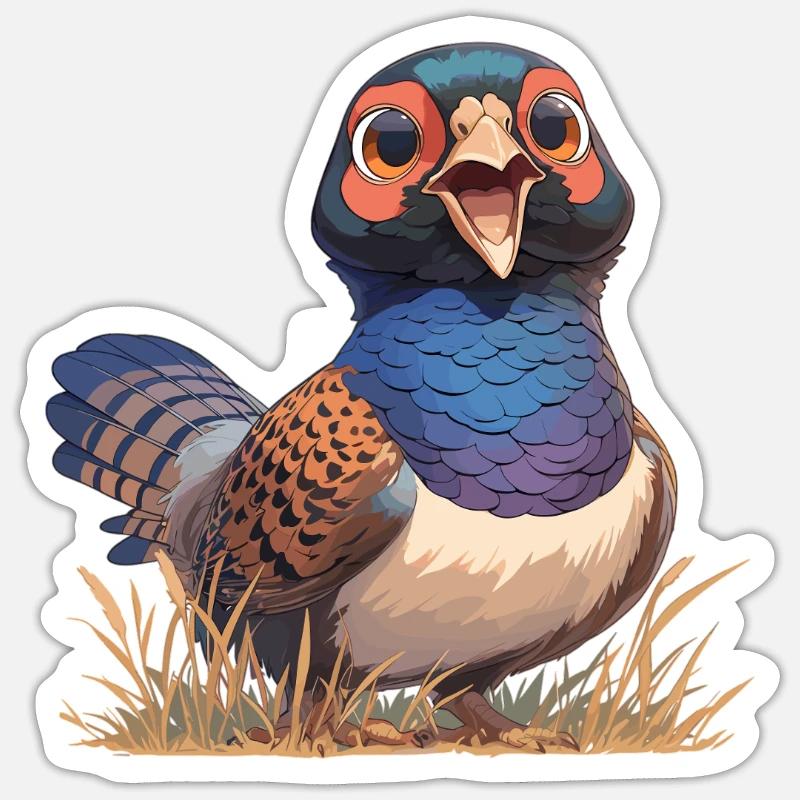 Faisans Faisan - Sticker taille S (10 x 10 cm) - blanc mat