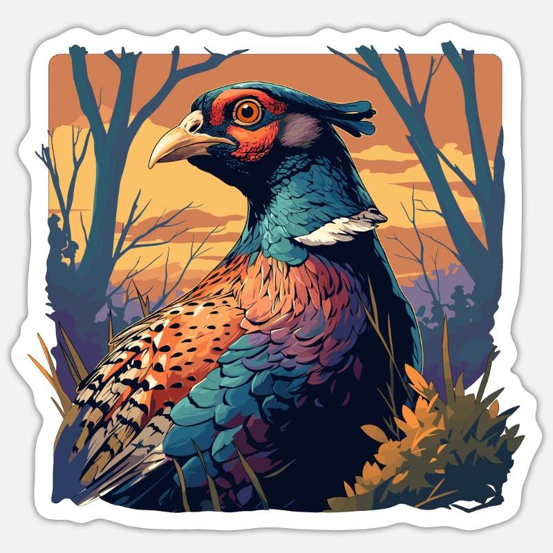Pheasants Pheasant - Sticker size S (10 x 10 cm) - white matte