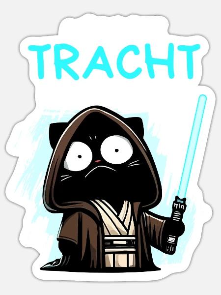 Möge die Tracht mit euch sein – Nerdkatze - Sticker Größe S (10 x 10 cm) - Mattweiß