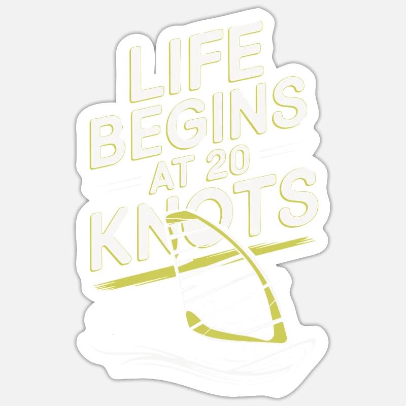 La vie de windsurfer commence à 20 nœuds Windsurfer - Sticker taille S (10 x 10 cm) - blanc mat