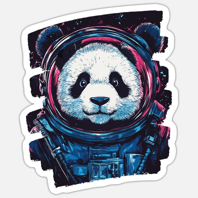 Panda Astronaute - Sticker taille S (10 x 10 cm) - blanc mat