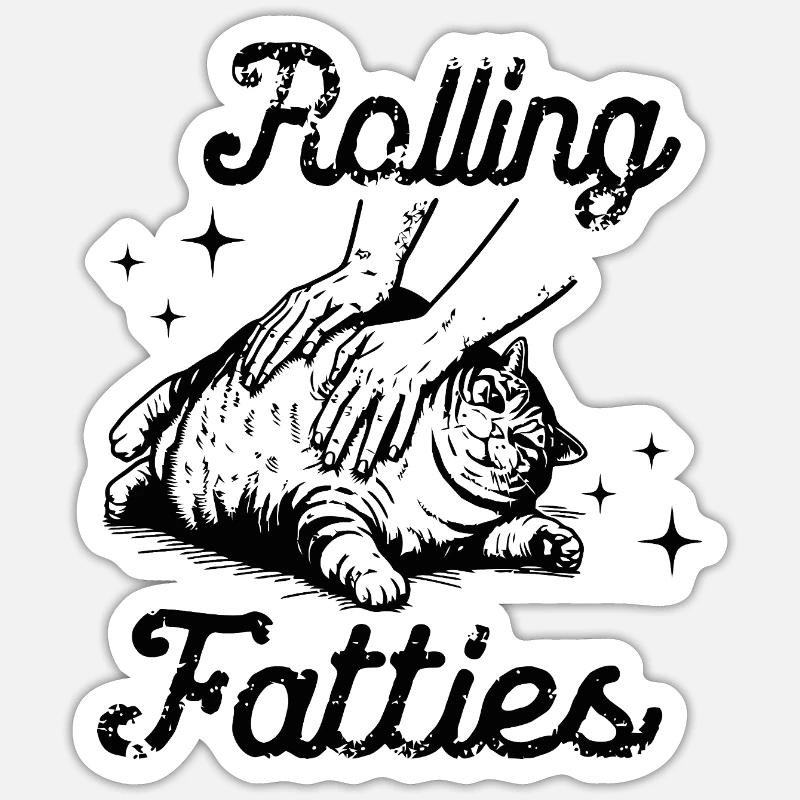 Rolling Fatties Katzendesign - Sticker Größe S (10 x 10 cm) - Mattweiß