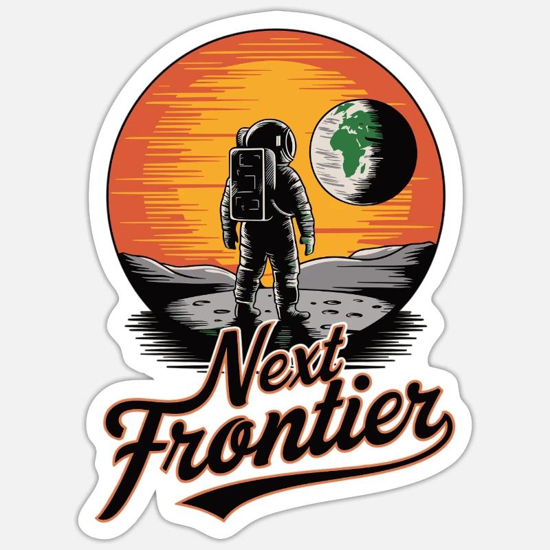 Space - Moon View - The - Sticker size S (10 x 10 cm) - white matte