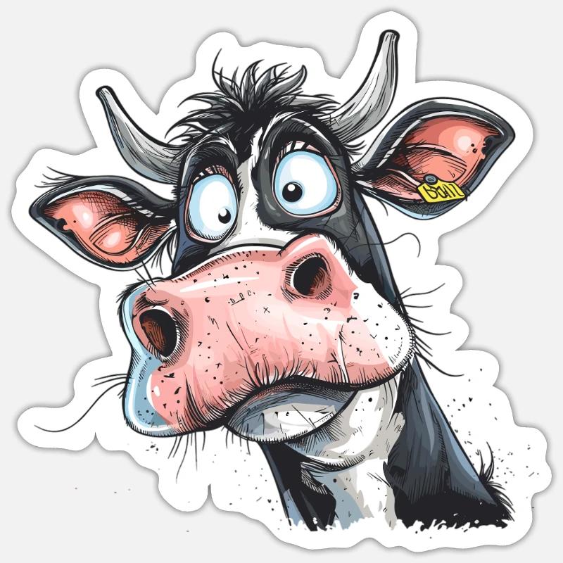 Drôle de vache - Sticker taille S (10 x 10 cm) - blanc mat