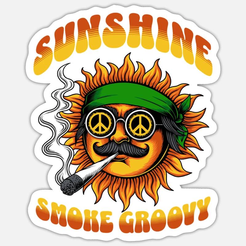 Soleil avec le visage Fumer de l’herbe – Creative Cannabis 420 Sticker taille S (10 x 10 cm)
