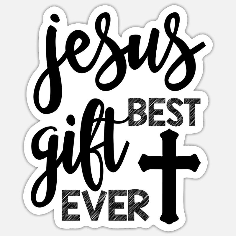 Jésus, le meilleur cadeau - Sticker taille S (10 x 10 cm) - blanc mat