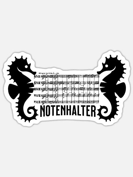 Seepferdchen Notenhalter Notenblatt Noten - Sticker Größe S (10 x 10 cm) - Mattweiß