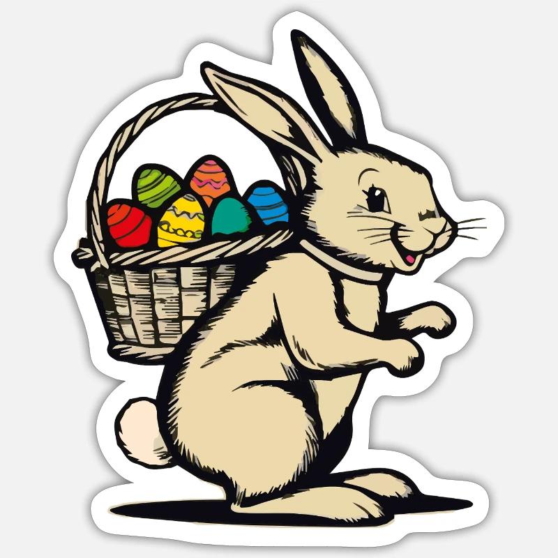 Retro Easter Bunny Sticker size S (10 x 10 cm)