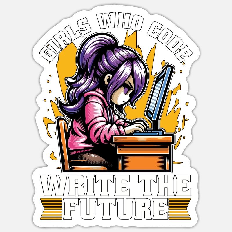 Coder Girls Who Code Write The Future Developer Sticker size S (10 x 10 cm)
