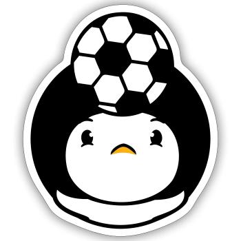 Ente spielt Fußball Kopfball Ball Kopf balancieren - Sticker Größe S (10 x 10 cm) - Mattweiß - Vorne