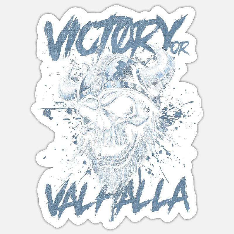 Nordischer Wikingersieg oder Walhalla - Sticker Größe S (10 x 10 cm) - Mattweiß