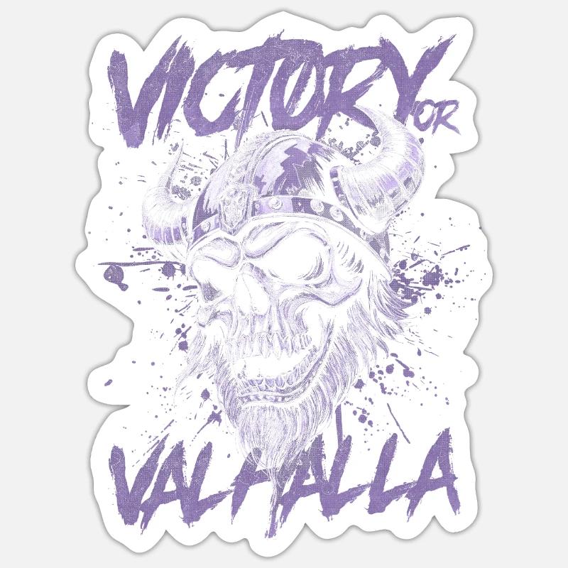 Nordischer Wikingersieg oder Walhalla - Sticker Größe S (10 x 10 cm) - Mattweiß