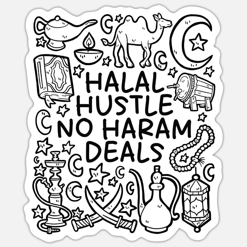 Halal Hustle – Pas d’accords Haram - Sticker taille S (10 x 10 cm) - blanc mat